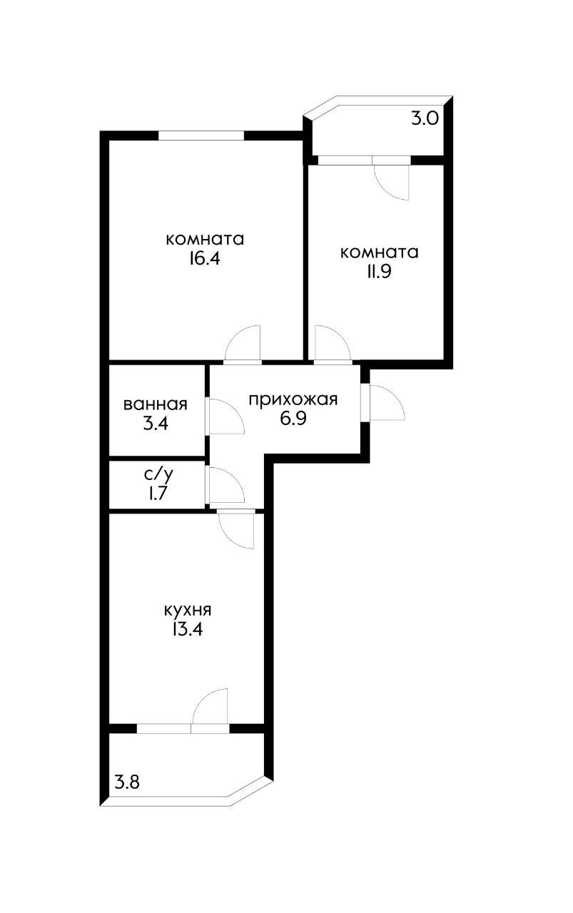 Фото №2: 2-комнатная квартира 60 м² - Краснодар, 4-й квартал, Губернский, мкр. Прикубанский внутригородской округ, ул. Боспорская, 8