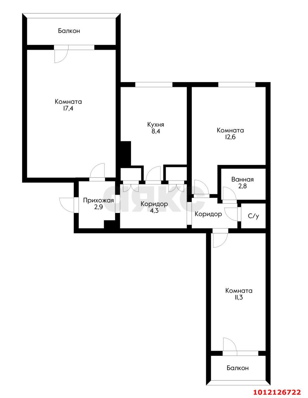 Фото №7: 3-комнатная квартира 74 м² - Краснодар, Гидростроителей, ул. Игнатова, 51