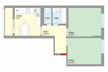Фото №4: 2-комнатная квартира 58 м² - Краснодар, мкр. жилой комплекс Сограт, ул. Красных Партизан, 4/15
