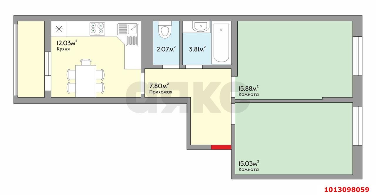 Фото №4: 2-комнатная квартира 58 м² - Краснодар, жилой комплекс Сограт, ул. Красных Партизан, 4/15