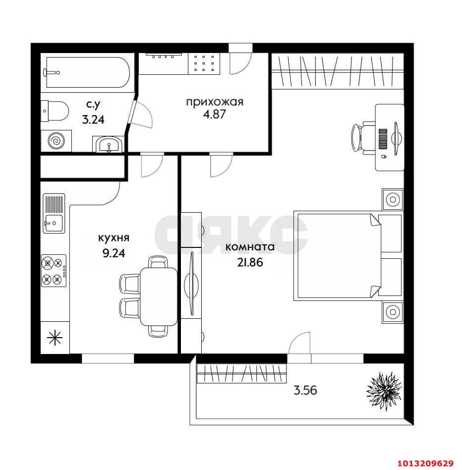 Фото №17: 1-комнатная квартира 43 м² - Краснодар, Карасунский внутригородской округ, Гидростроителей, мкр. Почтовый, пр-кт имени писателя Знаменского, 9к2