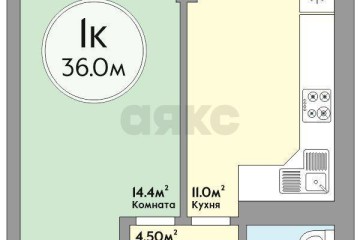 Фото №5: 1-комнатная квартира 35 м² - Краснодар, ж/р Новознаменский, ул. Войсковая, 20к10