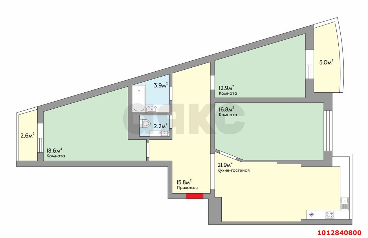 Фото №17: 3-комнатная квартира 92 м² - Краснодар, жилой комплекс Черёмушки, ул. Кубанская, 45к1