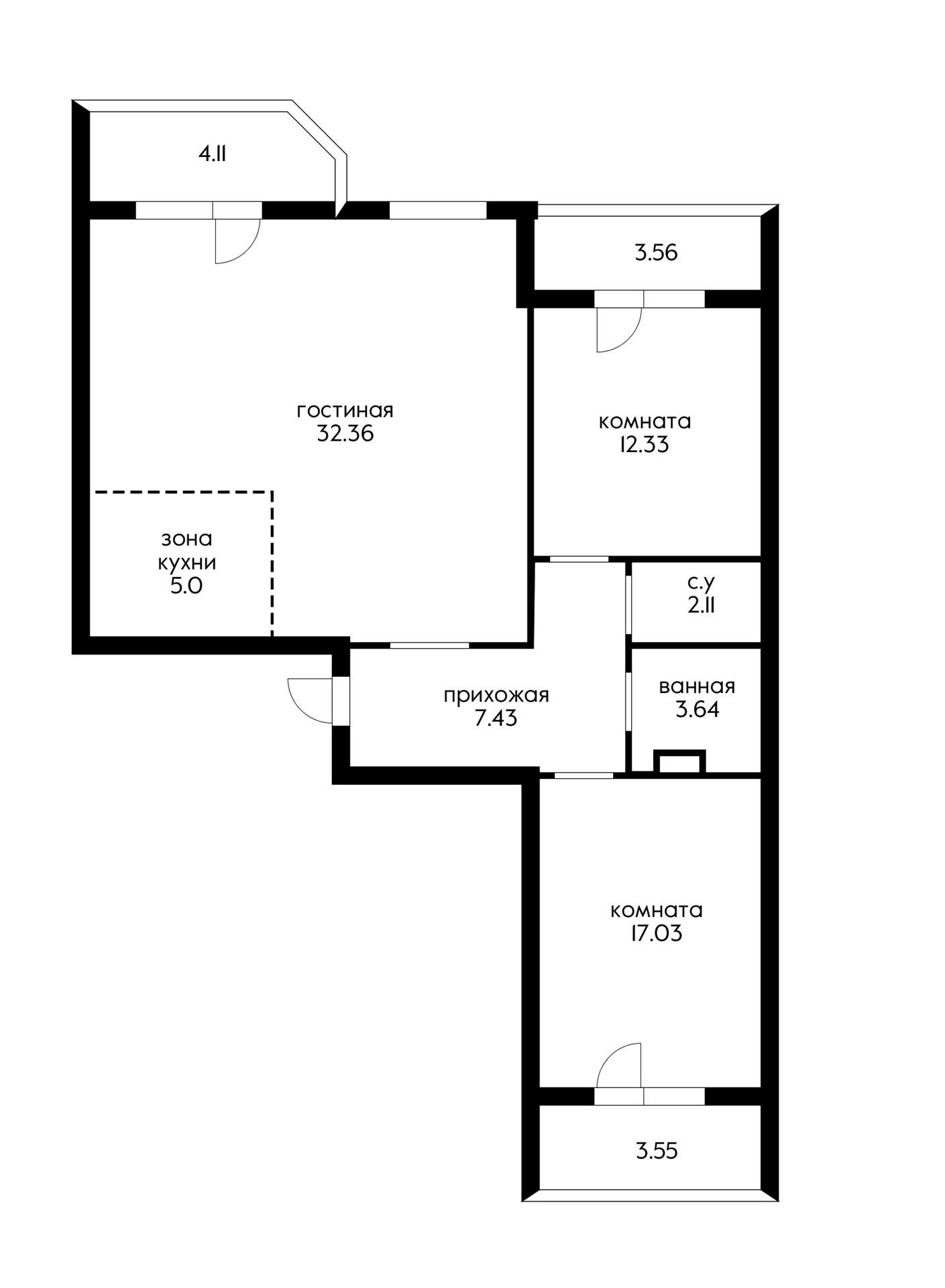 Фото №19: 3-комнатная квартира 93 м² - Краснодар, Прикубанский внутригородской округ, Восточный, мкр. жилой комплекс Квартал № 6, ул. Генерал-лейтенанта Александра Сапрунова, 13