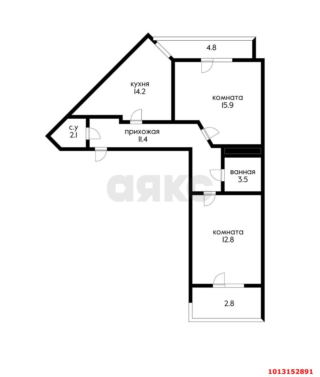 Фото №4: 2-комнатная квартира 60 м² - Краснодар, жилой комплекс Москва, ул. Российская, 79/3к2