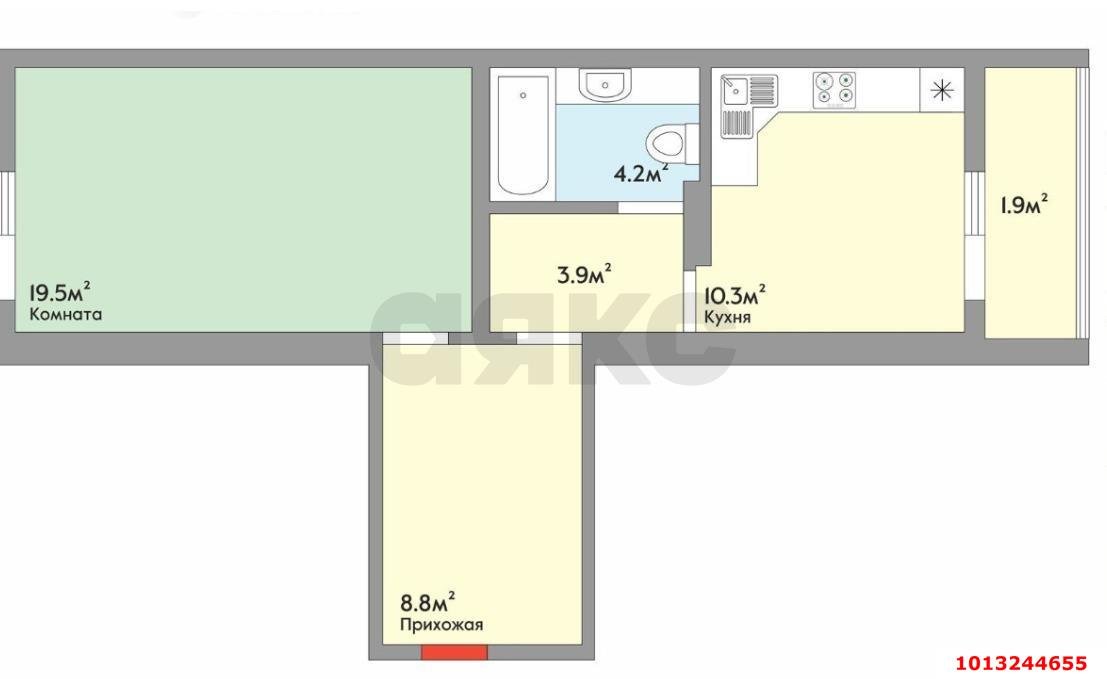 Фото №3: 1-комнатная квартира 48 м² - Краснодар, Краевая Клиническая Больница, ул. Восточно-Кругликовская, 65