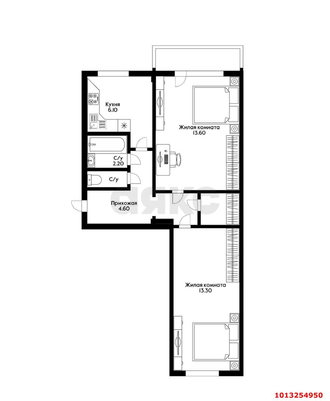 Фото №15: 2-комнатная квартира 47 м² - Краснодар, Прикубанский внутригородской округ, мкр. Фестивальный, ул. Ковалёва, 2