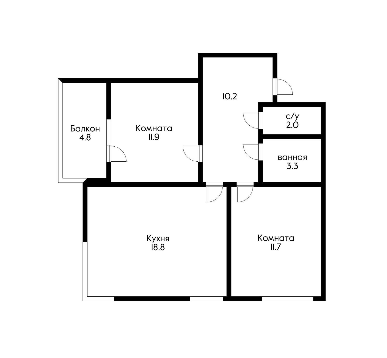 Фото №2: 2-комнатная квартира 62 м² - Краснодар, Прикубанский внутригородской округ, мкр. Парк Победы, ул. имени Героя Дангириева, 2к2