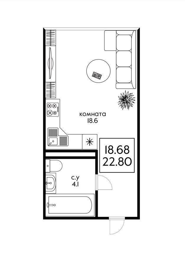 Фото №16: Студия 23 м² - Краснодар, Центральный внутригородской округ, мкр. Черёмушки, ул. Обрывная, 132/1