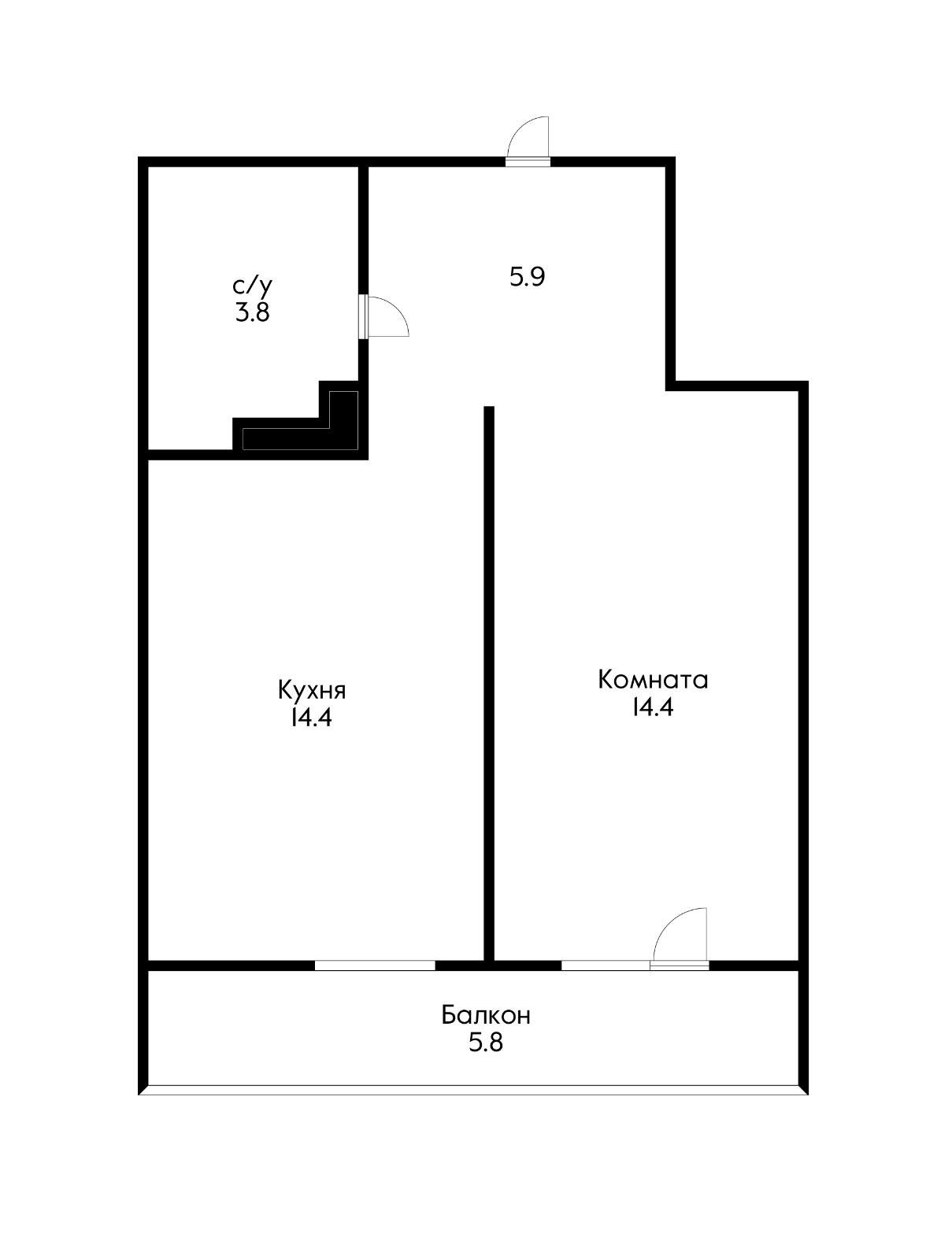 Фото №3: 1-комнатная квартира 44 м² - Краснодар, Прикубанский внутригородской округ, мкр. жилой комплекс Новелла, ул. Питерская, 40