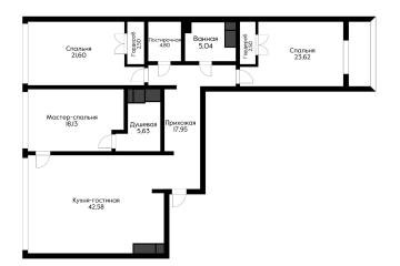 Фото №2: 3-комнатная квартира 144 м² - Краснодар, мкр. жилой комплекс Тургенев, ул. Дальняя, 8к2