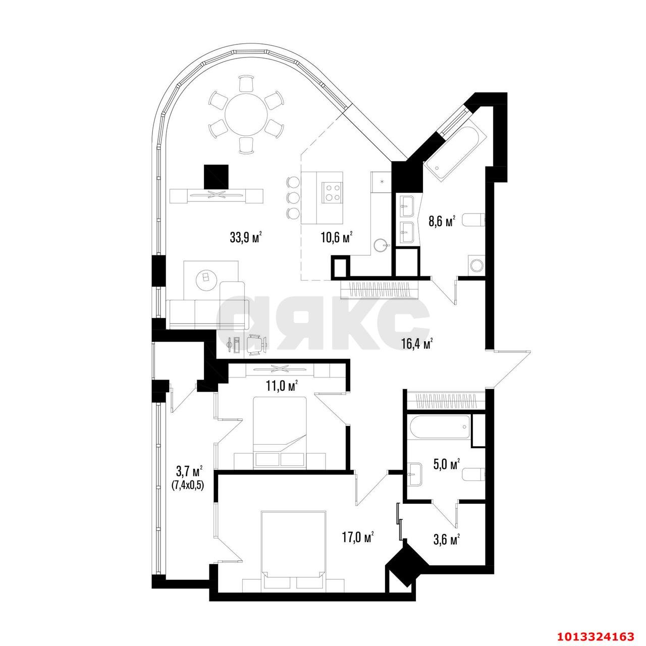 Фото №1: 3-комнатная квартира 108 м² - Краснодар, ЖК Девелопмент Плаза, Завод Измерительных Приборов, Прикубанский внутригородской округ, мкр. жилой комплекс Девелопмент Плаза, ул. имени 40-летия Победы, 33Г