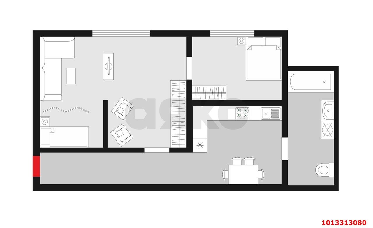 Фото №1: 2-комнатная квартира 54 м² - Краснодар, Центральный, ул. Чапаева, 116