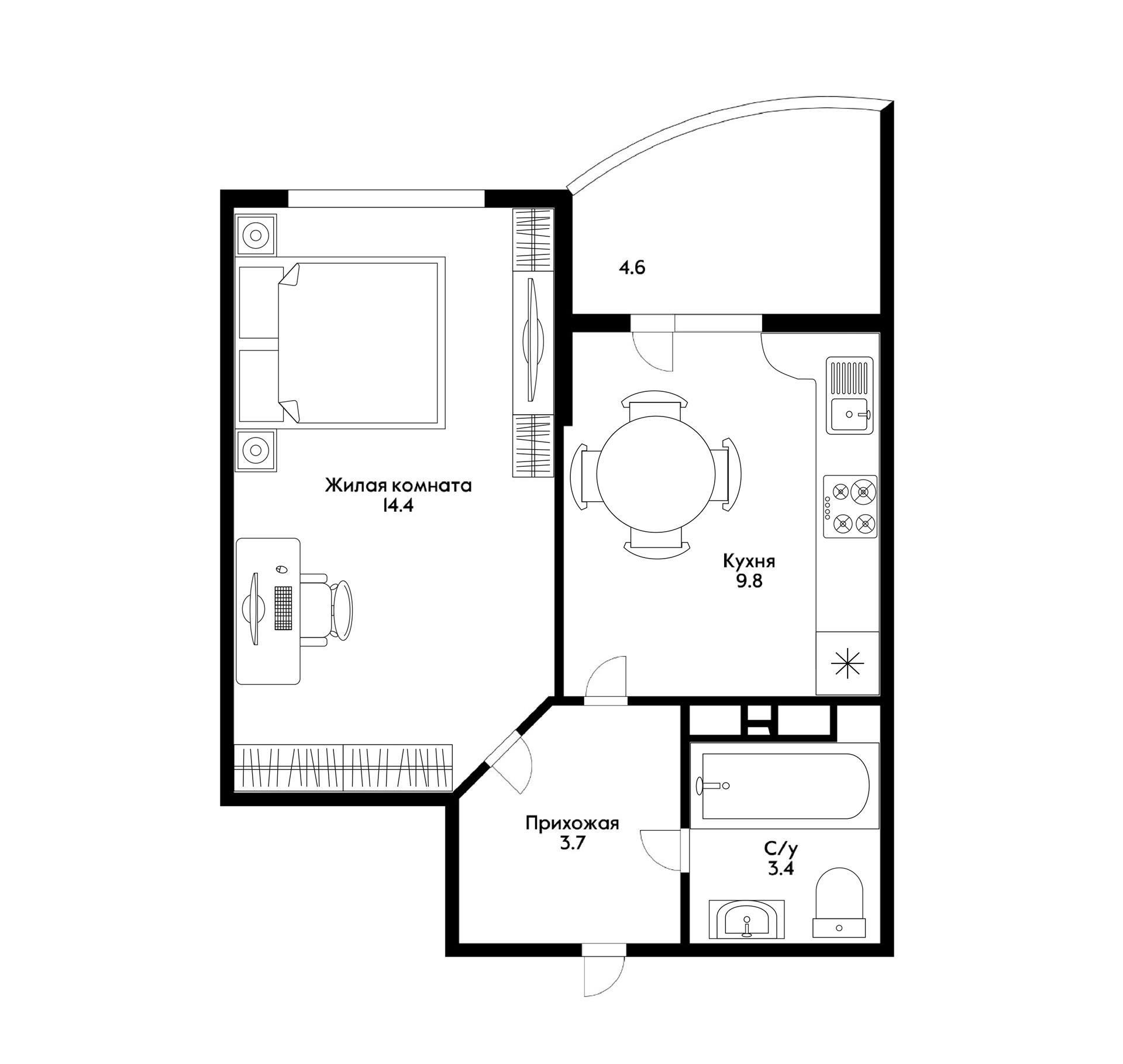 Фото №10: 1-комнатная квартира 35 м² - Краснодар, Прикубанский внутригородской округ, мкр. жилой комплекс Самолёт-4, ул. Ивана Беличенко, 95к1