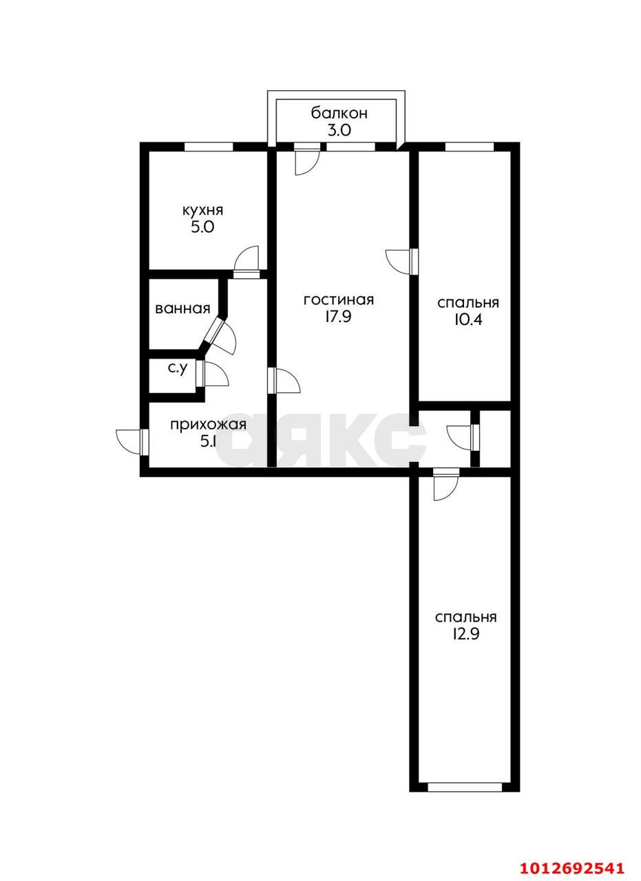 Фото №5: 3-комнатная квартира 71 м² - Краснодар, Западный внутригородской округ, ул. Красных Партизан, 232