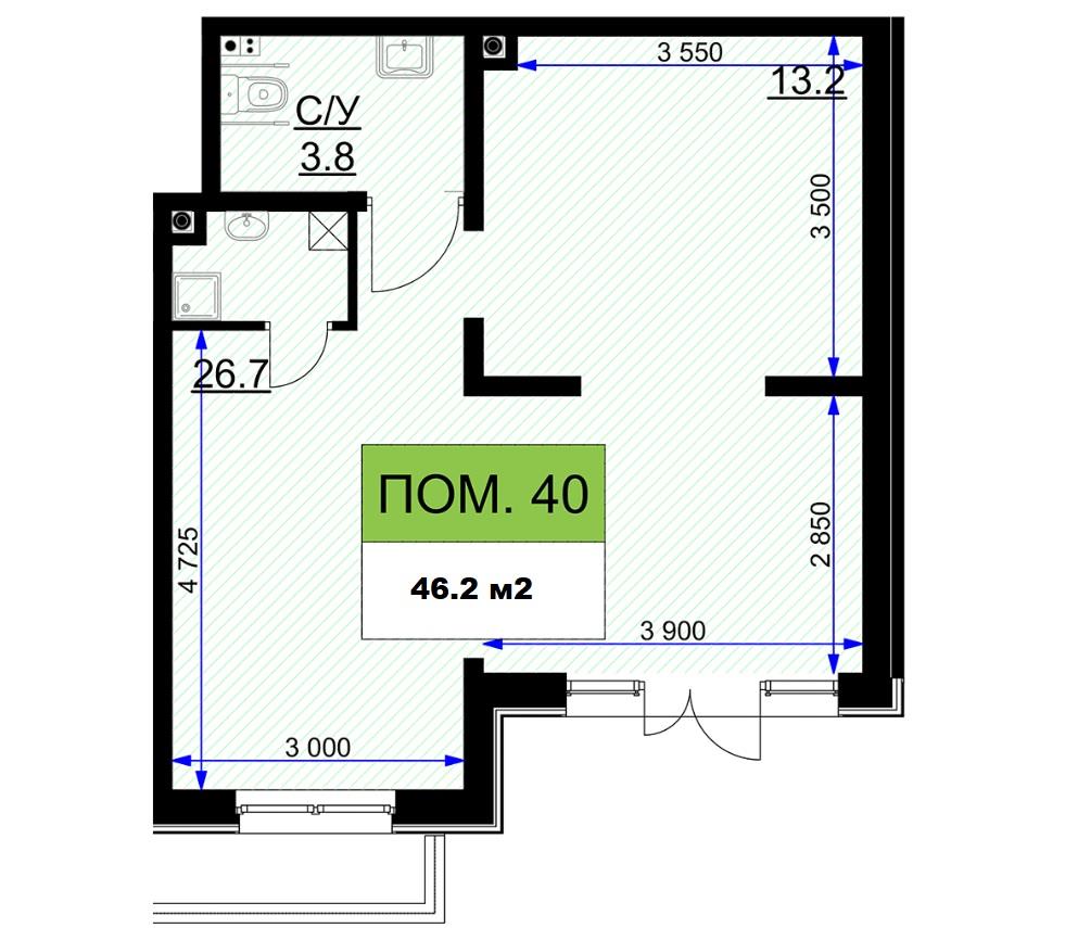 Фото №3: Коммерция 46 м² - Краснодар, Прикубанский внутригородской округ, мкр. жилой комплекс Ракурс, ул. имени Героя Ростовского, 8