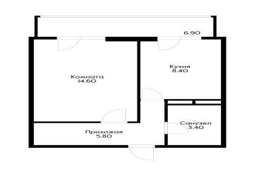 Фото №4: 1-комнатная квартира 33 м² - Южный, мкр. жилой комплекс Ясная Поляна, ул. Войсковая, 10В