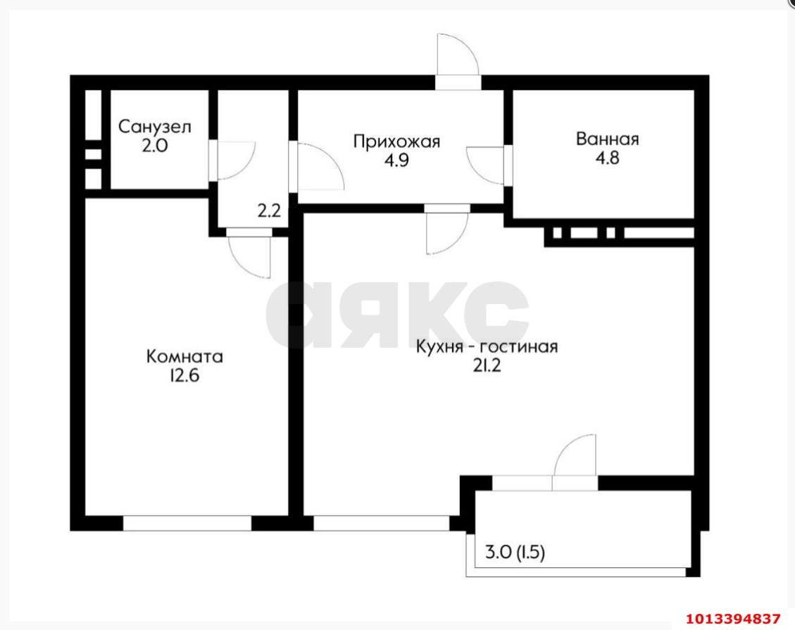 Фото №13: 2-комнатная квартира 47 м² - Краснодар, жилой комплекс Нeo-квартал Красная Площадь, ул. им. Мурата Ахеджака