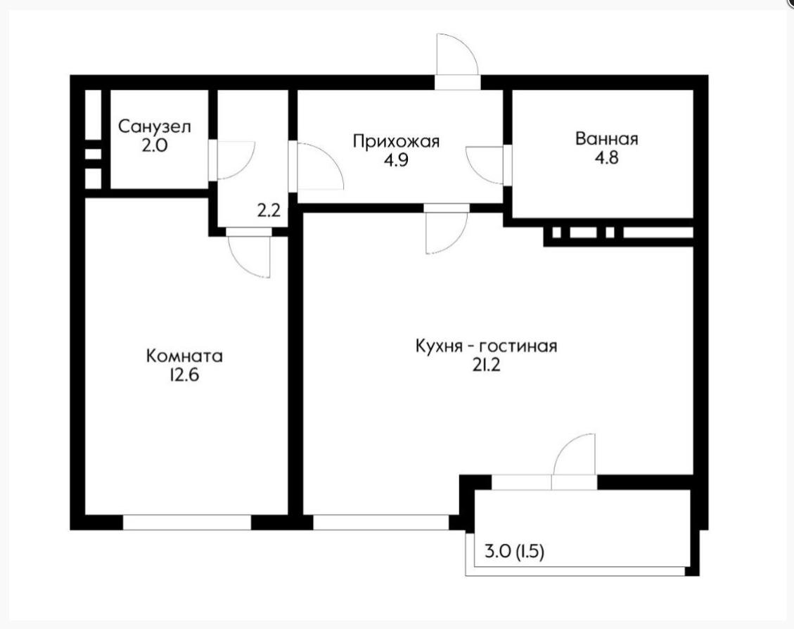 Фото №13: 2-комнатная квартира 47 м² - Краснодар, Прикубанский внутригородской округ, мкр. ЖК Красная Площадь, ул. им. Мурата Ахеджака, 12к1
