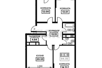 Фото №1: 3-комнатная квартира 94 м² - Краснодар, мкр. Школьный, ул. Школьная, 1