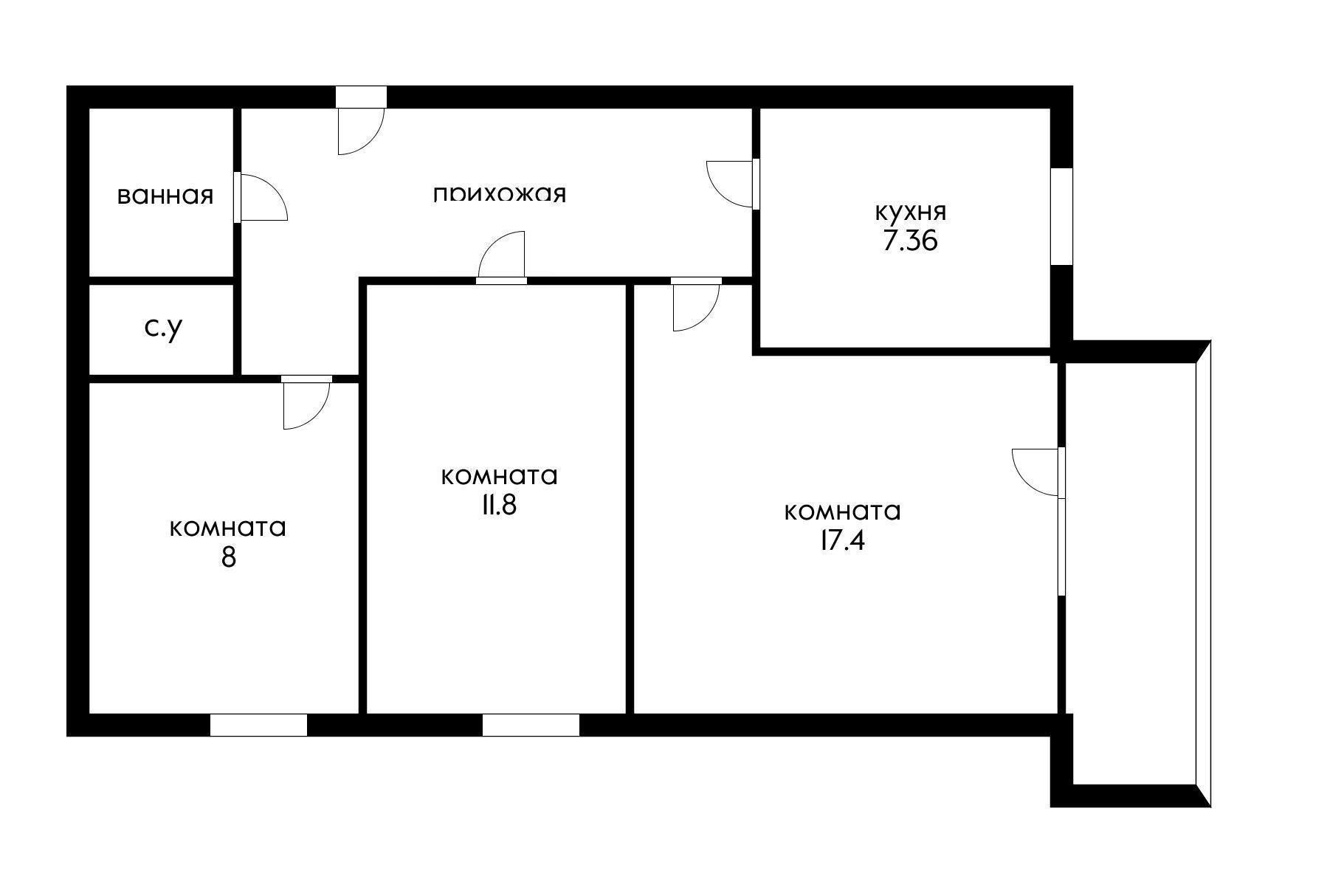 Фото №12: 3-комнатная квартира 58 м² - Краснодар, Прикубанский внутригородской округ, мкр. Фестивальный, ул. имени Тургенева, 191