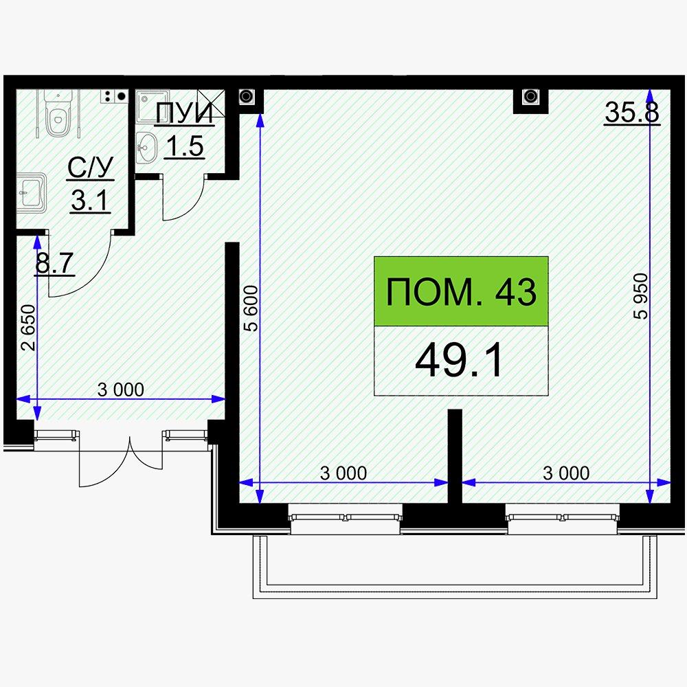Фото №2: Коммерция 49 м² - Краснодар, Прикубанский внутригородской округ, мкр. жилой комплекс Ракурс, ул. имени Героя Ростовского, 8к3