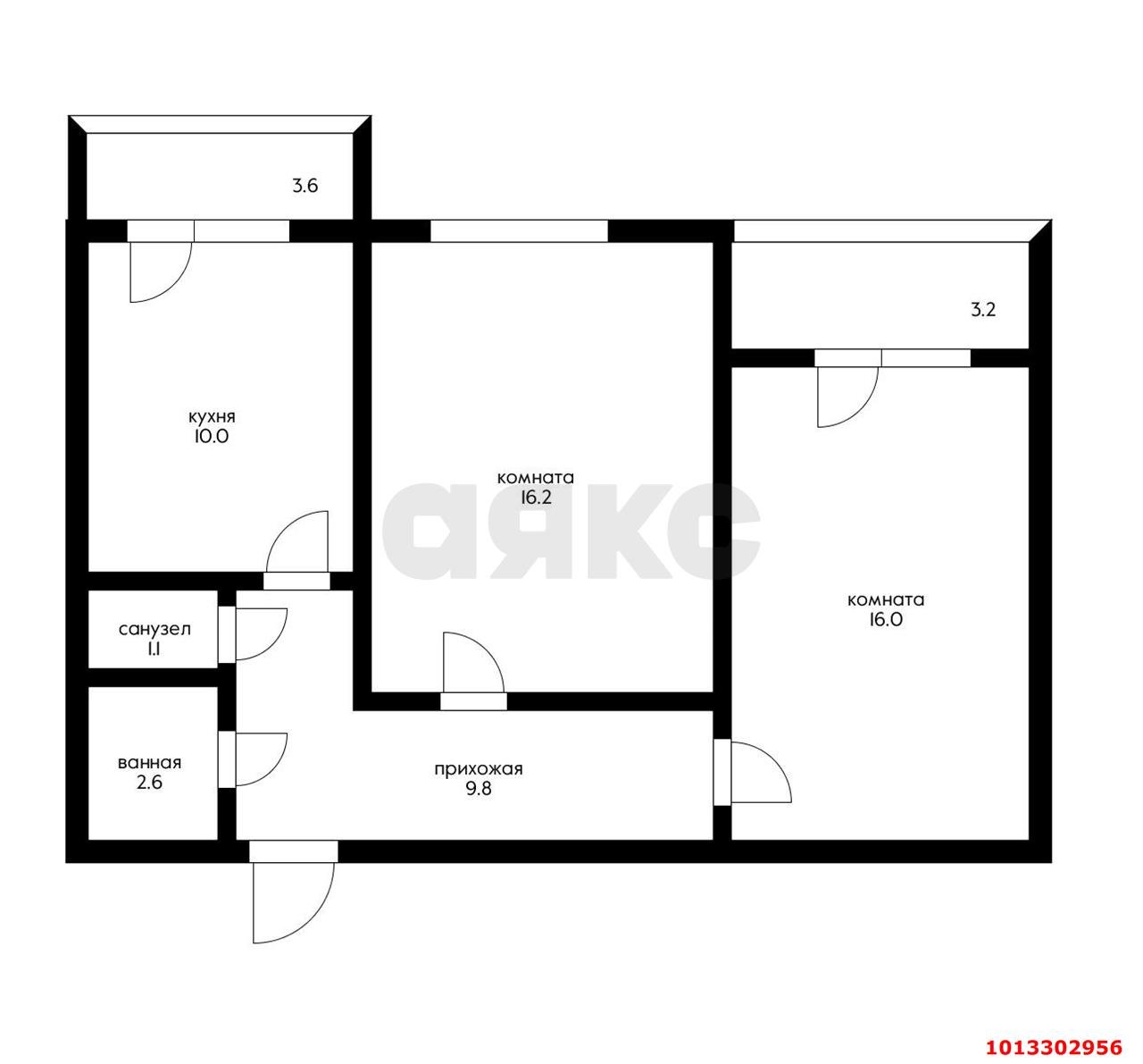 Фото №2: 2-комнатная квартира 55 м² - Краснодар, Военный городок № 1, ул. имени Калинина, 350/4