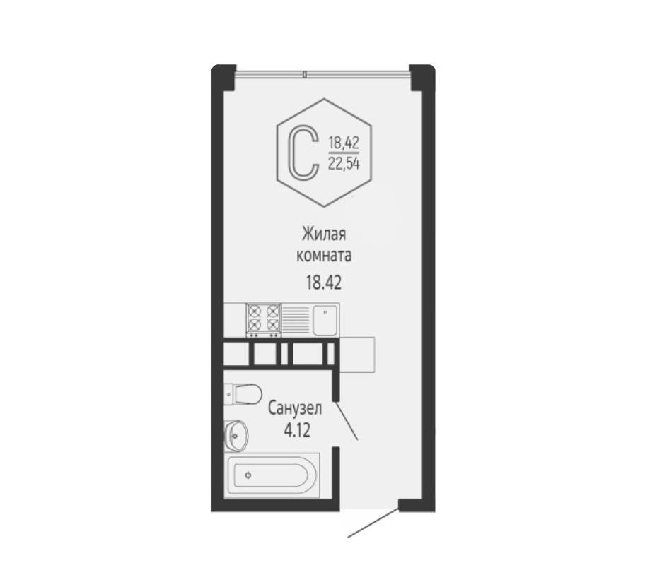 Фото №11: Студия 22 м² - Краснодар, Центральный внутригородской округ, мкр. Черёмушки, ул. Обрывная, 132/1
