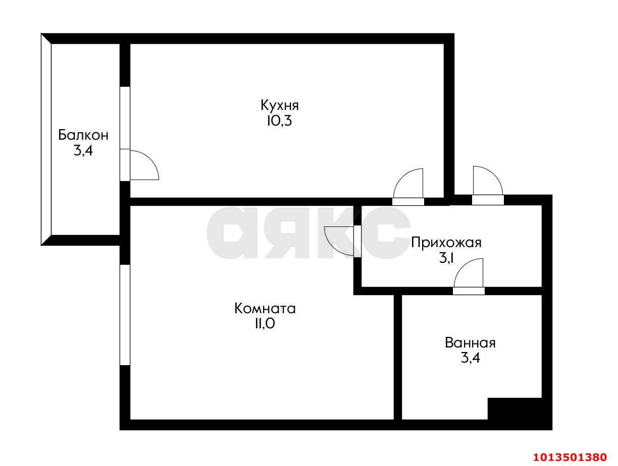 Фото №7: 1-комнатная квартира 27 м² - Новая Адыгея, жилой комплекс Мята, ул. Бжегокайская, 23/1Ак2