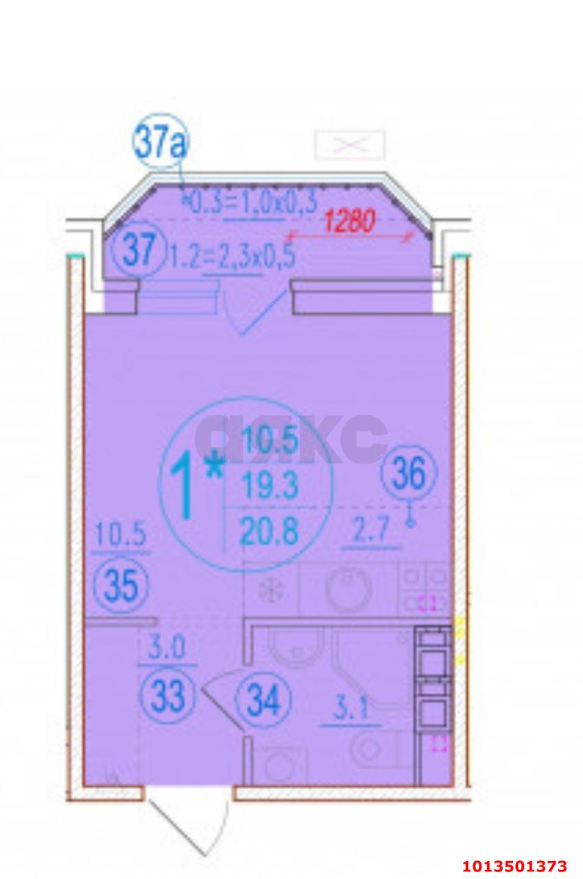 Фото №16: Студия 23 м² - Краснодар, жилой комплекс Зелёная Территория, ул. имени Генерала Брусилова, 5лит1.2