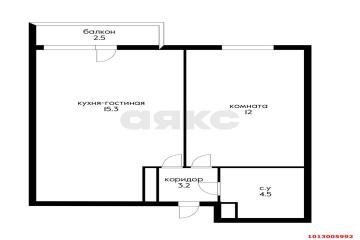 Фото №1: 1-комнатная квартира 37 м² - Краснодар, мкр. жилой комплекс Дыхание, ул. Лётчика Позднякова, 2к19
