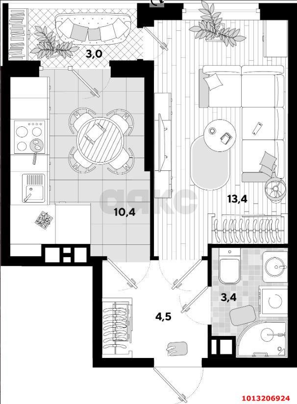 Фото №20: 1-комнатная квартира 34 м² - Краснодар, жилой комплекс Самолёт-2, ул. Западный Обход, 57