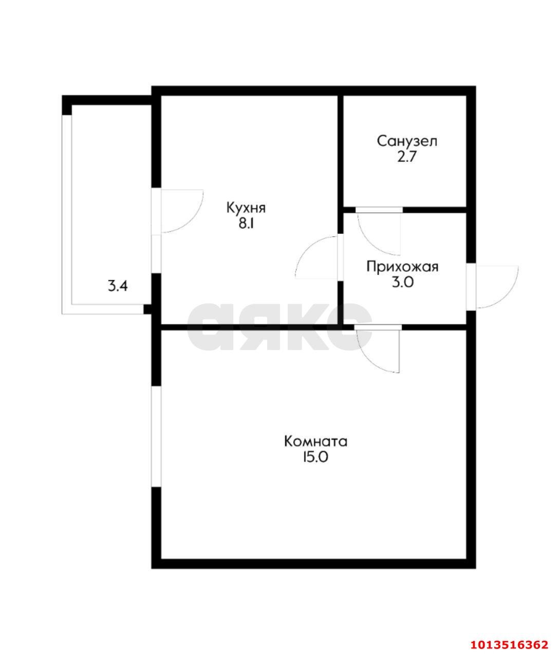 Фото №12: 1-комнатная квартира 31 м² - Яблоновский, ул. Тургеневское Шоссе, 33/5к37