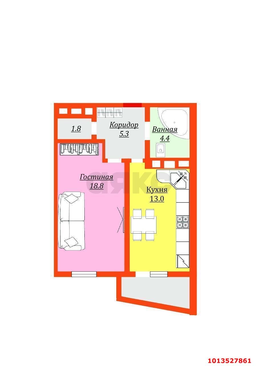 Фото №12: 1-комнатная квартира 42 м² - Краснодар, 9-й километр, пр-д Репина, 5