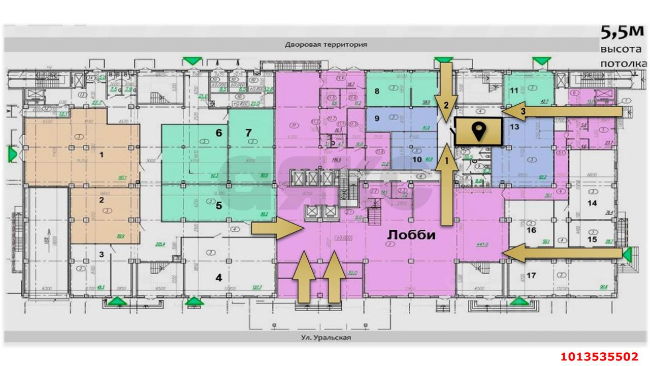 Фото №3: Торговое помещение 33 м² - Краснодар, жилой комплекс Гранд Пэлэс, ул. Уральская, 75/6