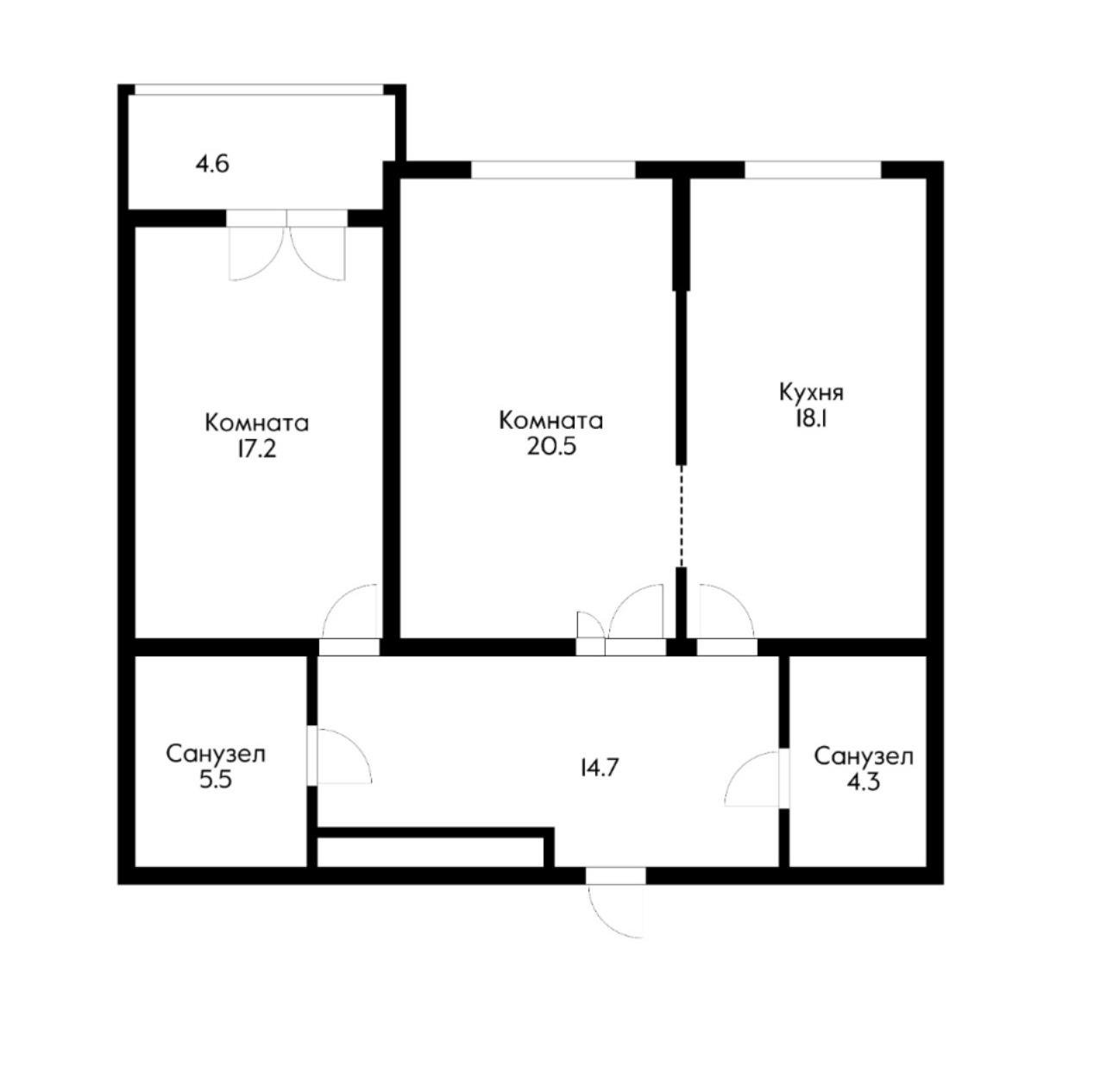 Фото №3: 2-комнатная квартира 81 м² - Краснодар, Западный внутригородской округ, Фестивальный, мкр. жилой комплекс Триумф, ул. имени П.М. Гаврилова, 27к1