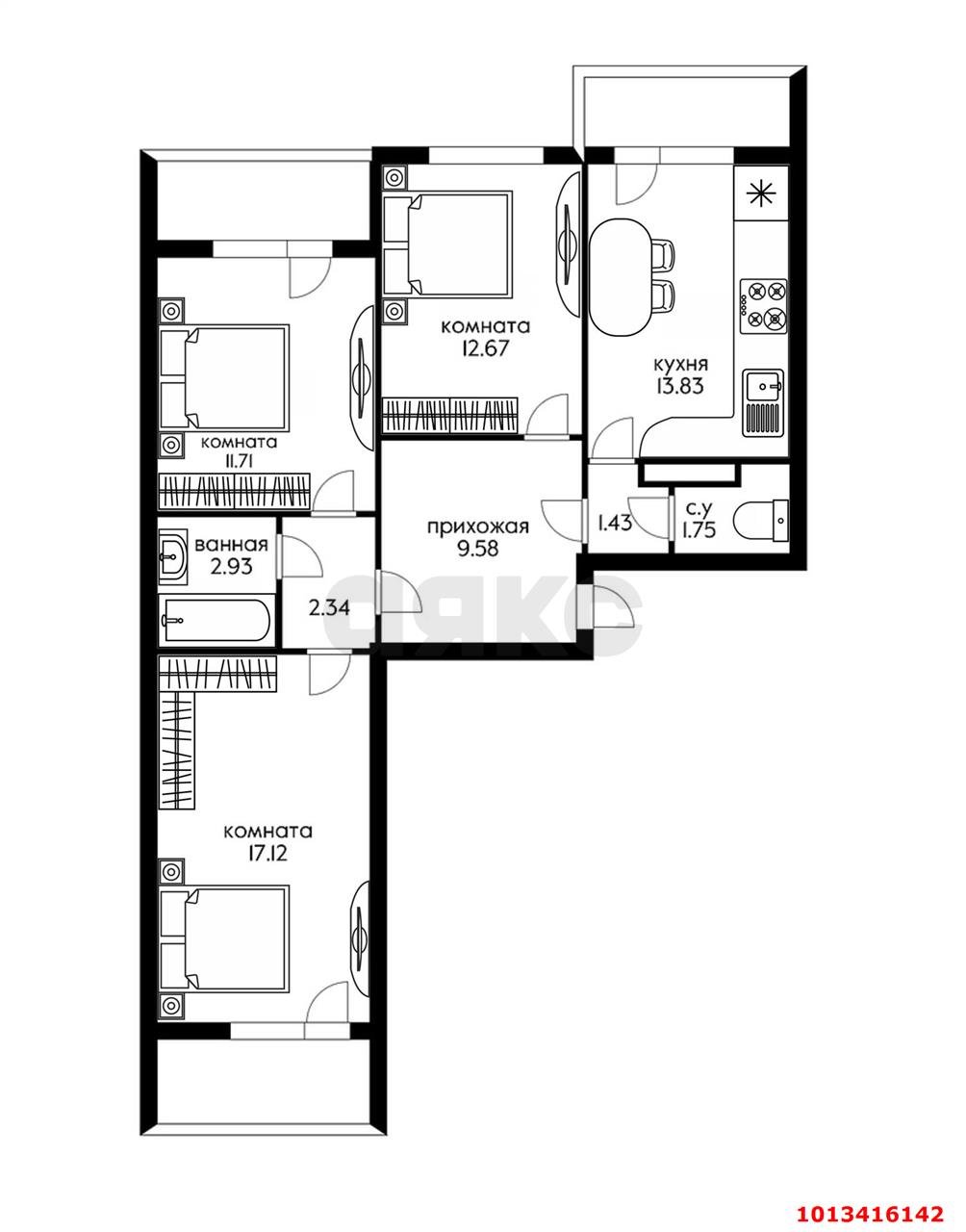 Фото №10: 3-комнатная квартира 85 м² - Краснодар, Гидростроителей, ул. имени Невкипелого, 12