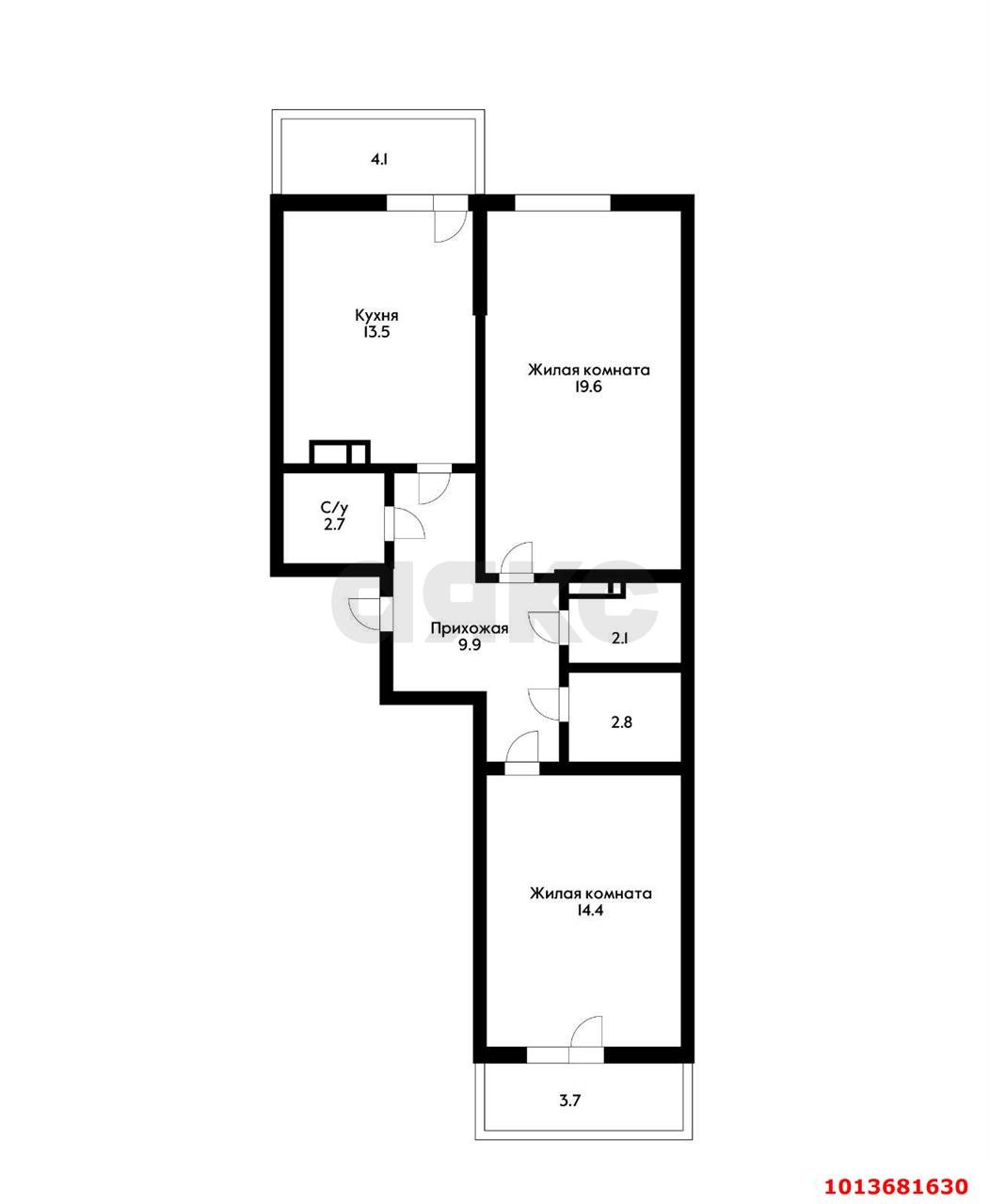 Фото №1: 2-комнатная квартира 70 м² - Краснодар, Молодёжный, ул. Дубравная, 1