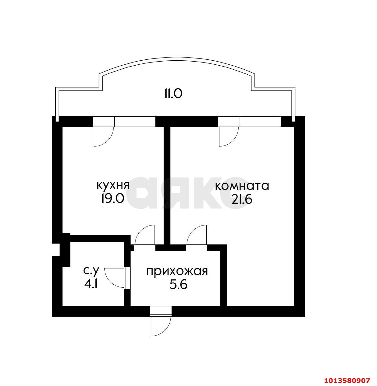 Фото №14: 1-комнатная квартира 56 м² - Краснодар, Западный внутригородской округ, ул. Фёдора Лузана