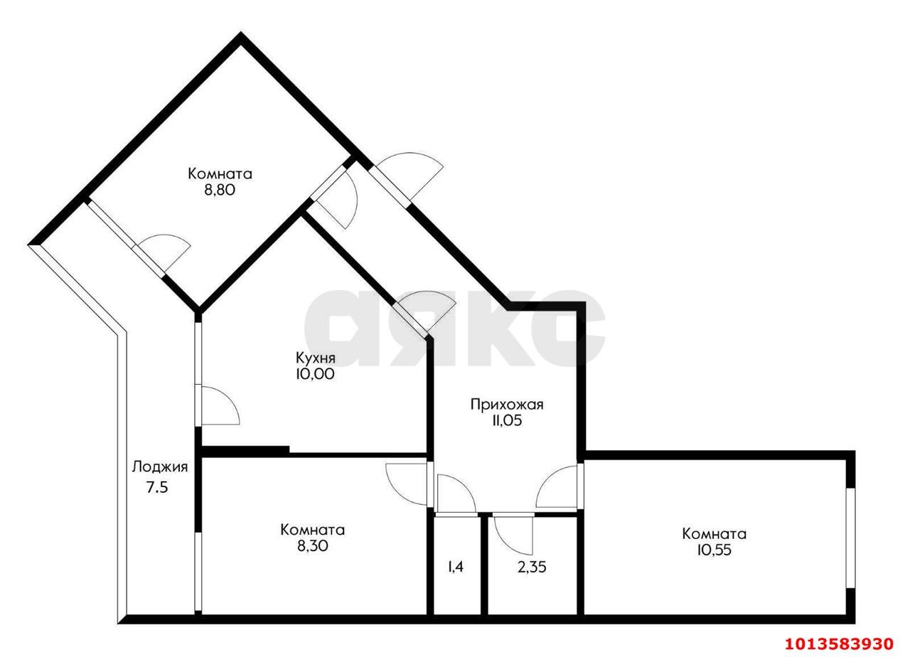 Фото №13: 3-комнатная квартира 60 м² - Краснодар, жилой комплекс Дыхание, ул. Лётчика Позднякова, 2к8