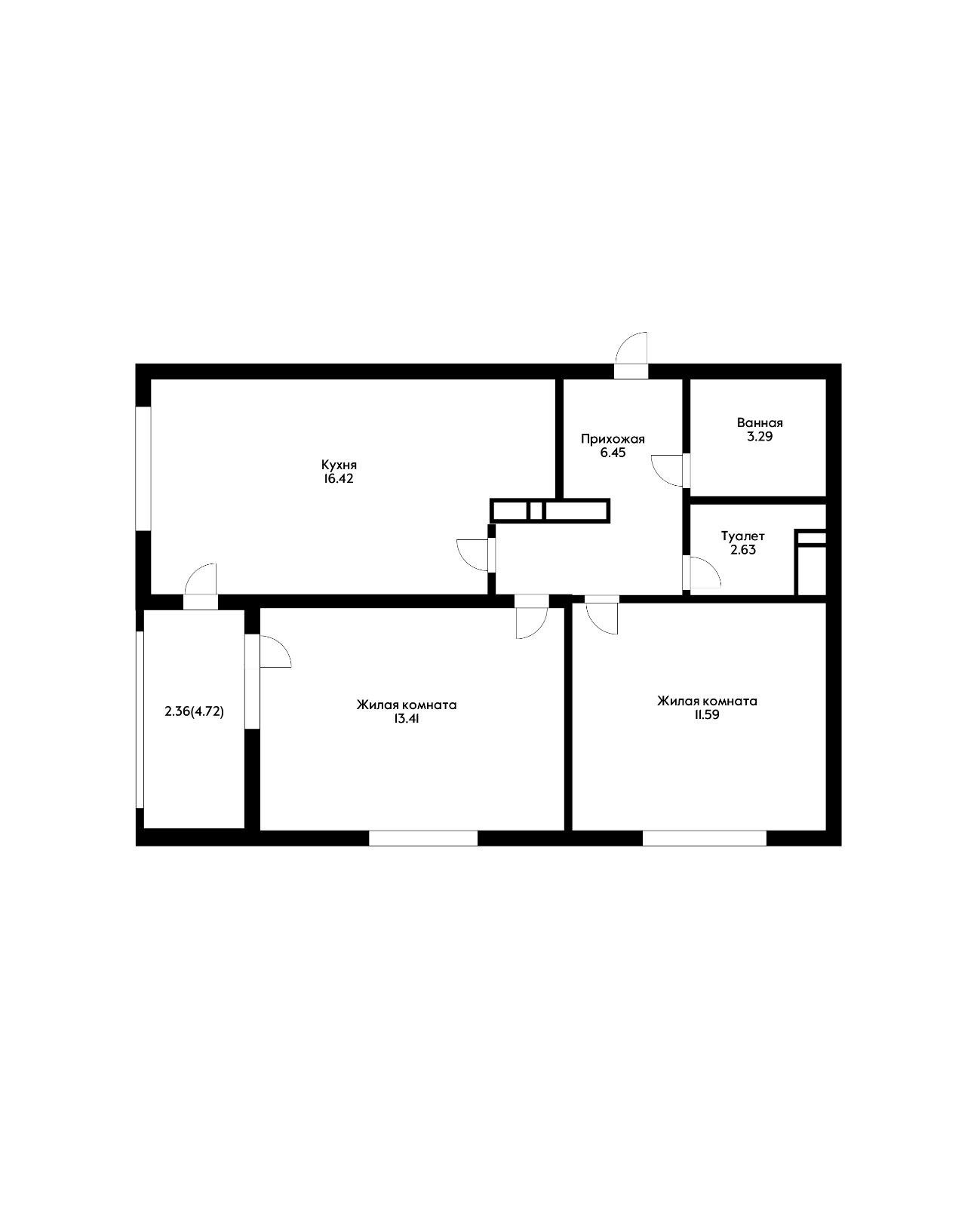 Фото №6: 2-комнатная квартира 56 м² - Краснодар, Прикубанский внутригородской округ, мкр. жилой комплекс Народные Кварталы