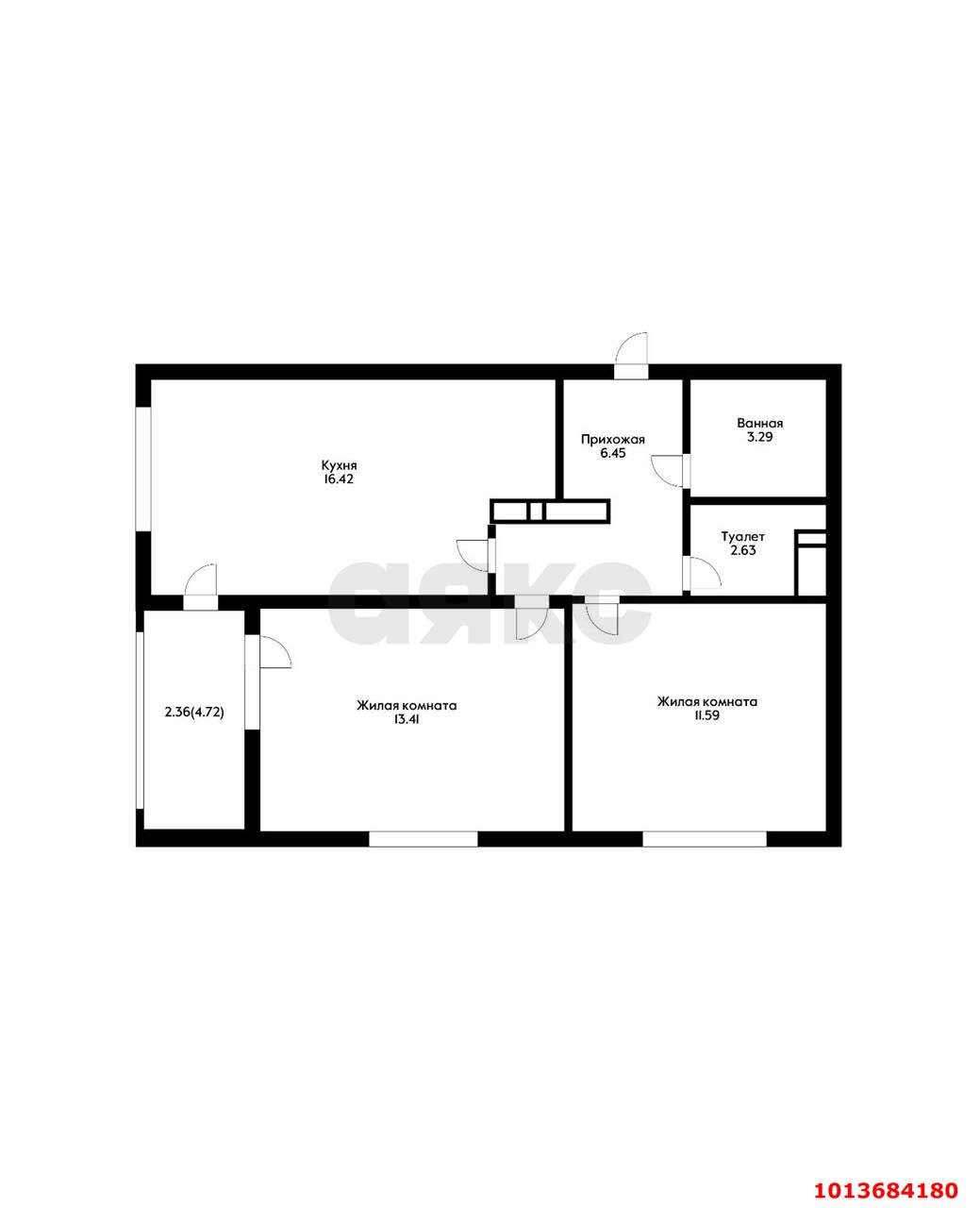 Фото №6: 2-комнатная квартира 56 м² - Краснодар, жилой комплекс Народные Кварталы, 