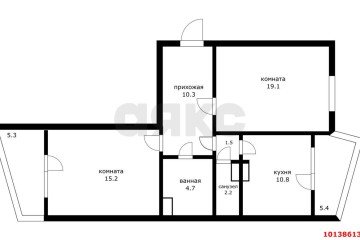 Фото №1: 2-комнатная квартира 63 м² - Краснодар, мкр. квартал Народный, пер. Ленинский, 20/1к10