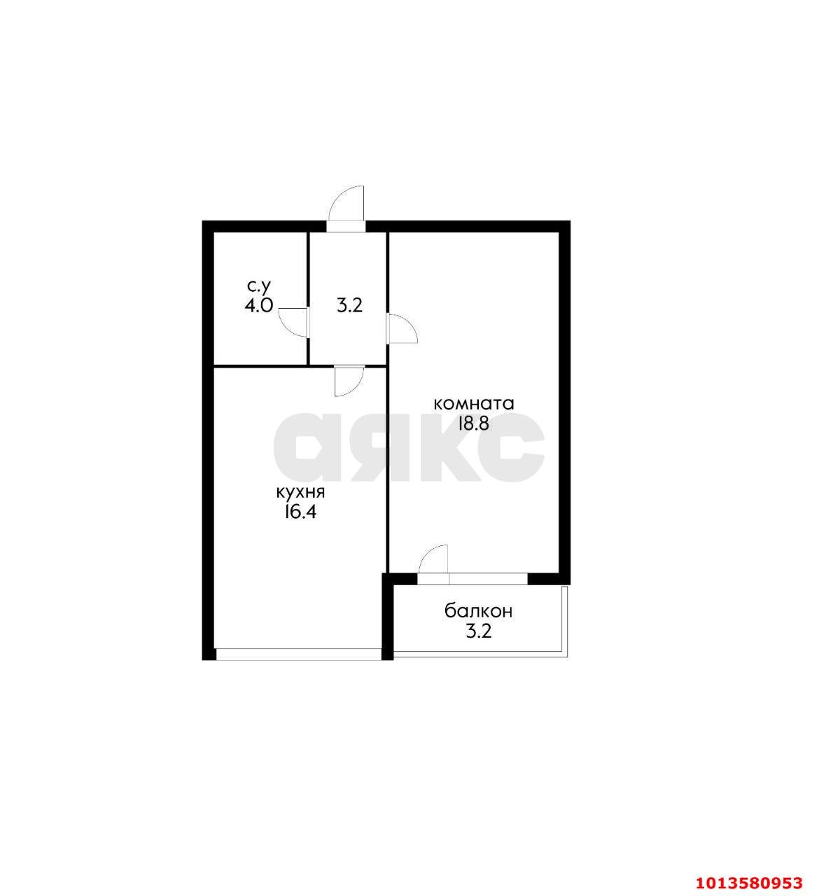 Фото №8: 1-комнатная квартира 42 м² - Краснодар, Прикубанский внутригородской округ, Завод Радиоизмерительных Приборов, мкр. Музыкальный, ул. Московская, 124