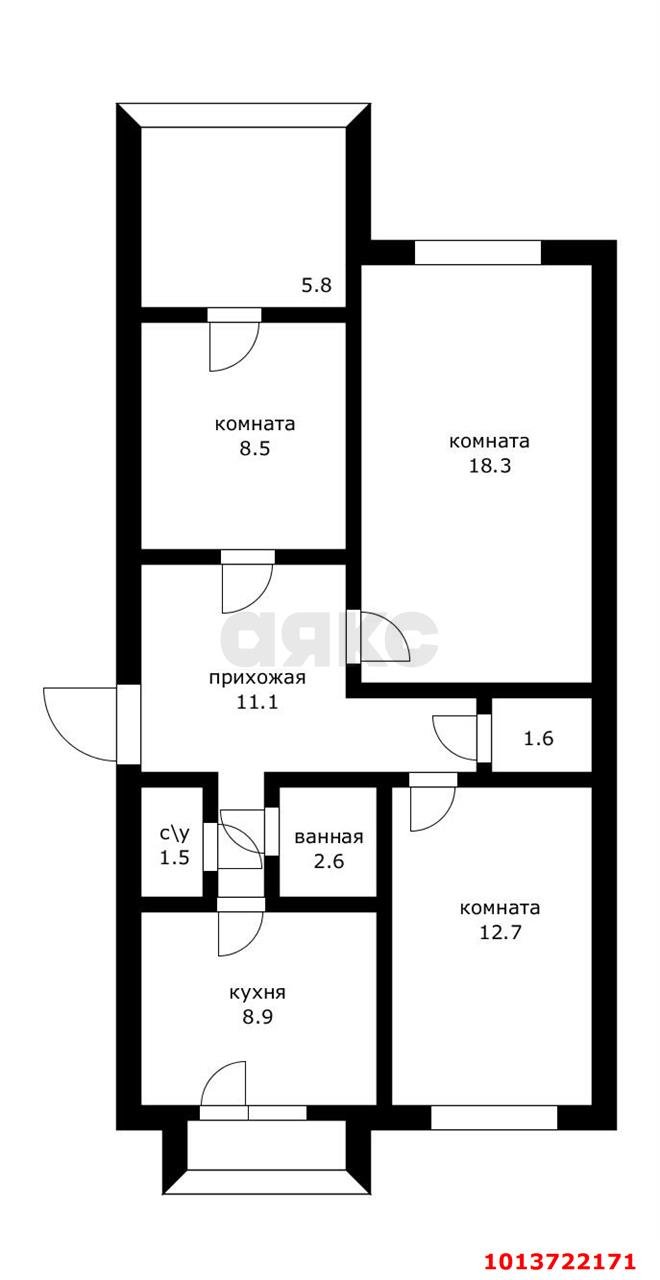 Фото №11: 3-комнатная квартира 80 м² - Яблоновский, ул. Космическая, 41/2