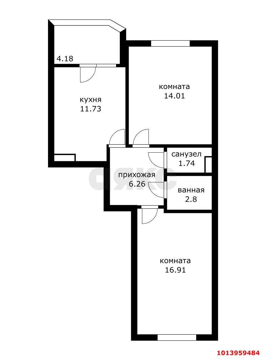Фото №3: 2-комнатная квартира 55 м² - Краснодар, Достояние, ул. Григория Булгакова