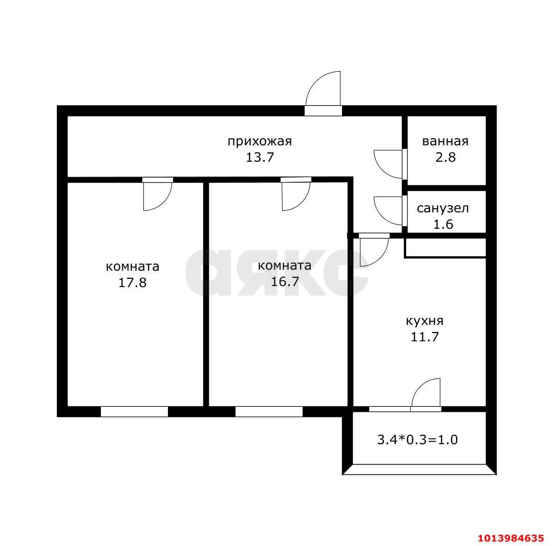 Фото №5: 2-комнатная квартира 64 м² - Краснодар, Почтовый, ул. имени Валерия Гассия, 4/7к4