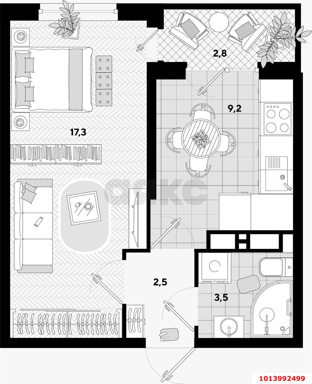 Фото №15: 1-комнатная квартира 32 м² - Краснодар, Парк Победы, ул. Героя Пешкова, 14