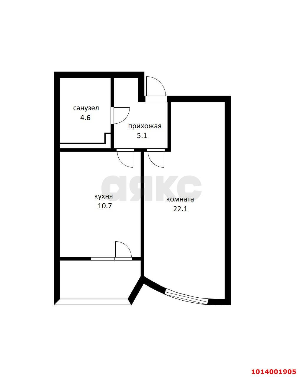 Фото №1: 1-комнатная квартира 45 м² - Краснодар, жилой комплекс Кино, ул. Уральская, 100/5