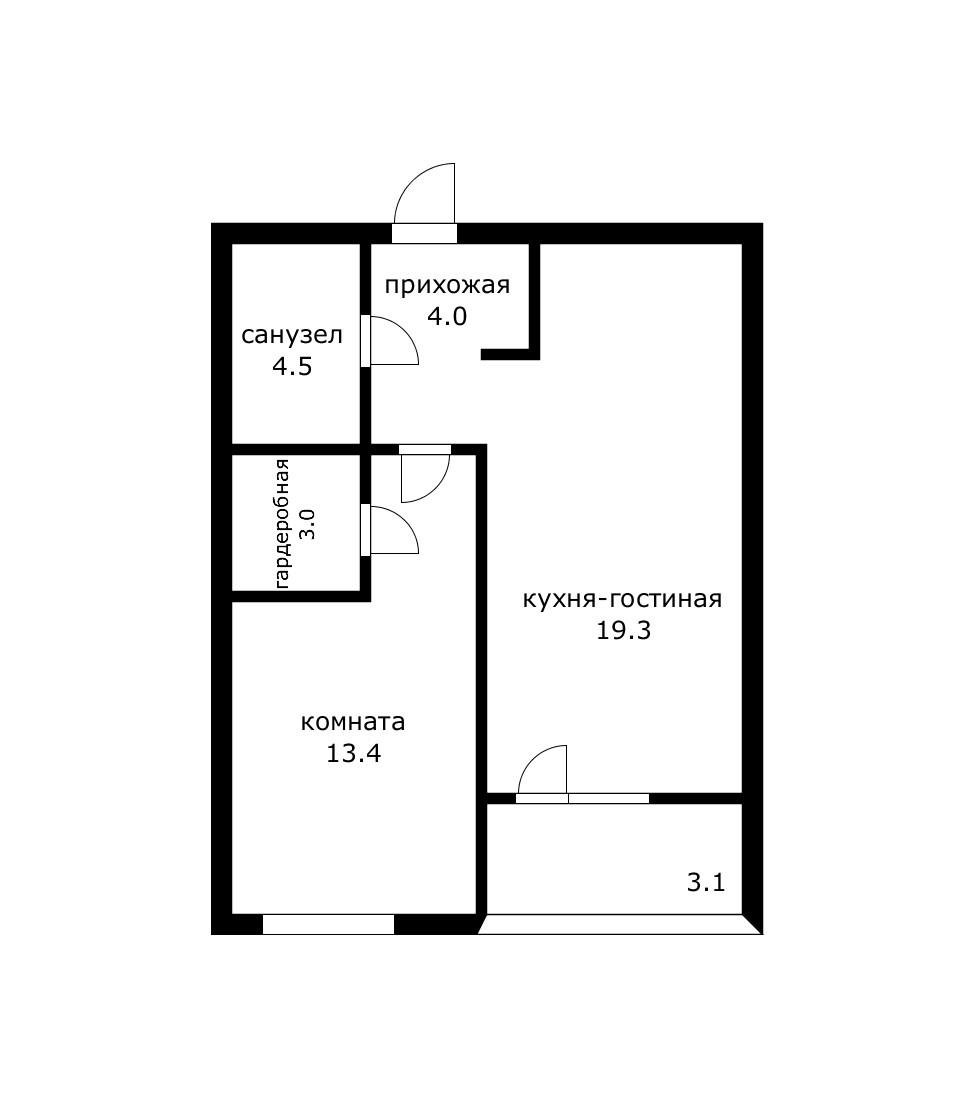 Фото №4: 1-комнатная квартира 45 м² - Краснодар, Прикубанский внутригородской округ, мкр. ЖК Эрмитаж, ул. им. Мурата Ахеджака, 20